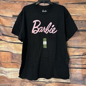 Barbie T-Shirt XL Black Short Sleeve Logo Graphic Tee Cotton Mattel Crewneck